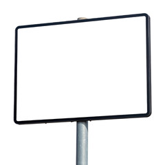 Obraz premium Rectangular metallic billboard frame mounted on a single pole, designed for outdoor advertising or signage display
