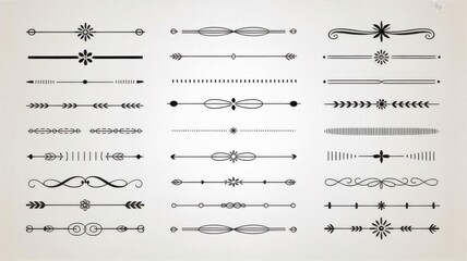 Collection of ornate decorative line dividers and borders for design elements