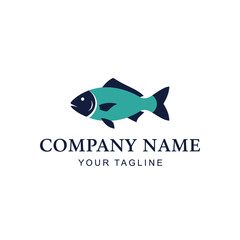 A modern, stylized fish logo design in teal and dark blue colors, suitable for a company brand.