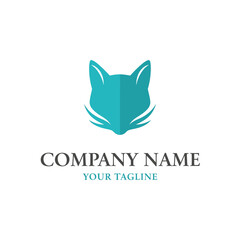 Teal fox head logo design with stylized ears and whiskers, centered on a white background, with space for company name and tagline.