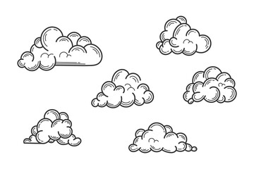 Hand-drawn cloud outline vector collection