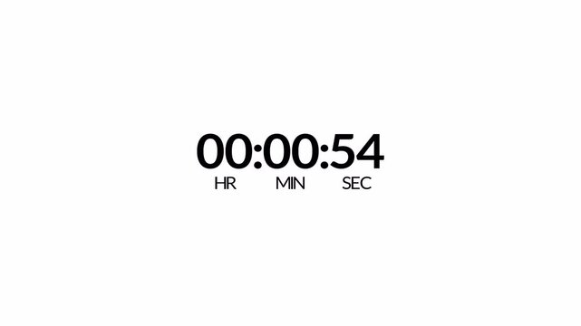 digital one minute countdown timer from 60 seconds to 0 seconds.4k video