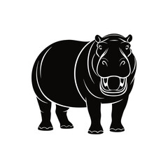 Fototapeta premium Stylized illustration of a hippopotamus with its mouth open