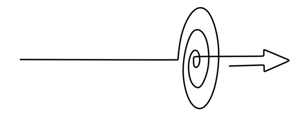 continuous line art of an arrow straight to the target and through the target. focus on the target. succeed according to plan © mamat