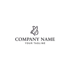 Elegant logo design concept with an abstract, flowing black icon and classic serif placeholder text.