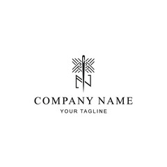 Elegant logo design featuring an interwoven needle and the letters 