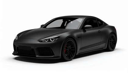 Naklejka premium Black sports car isolated on white background sleek shiny luxury vehicle