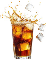 Realistic Photo of a Tall Drink Glass with Energetic Splash