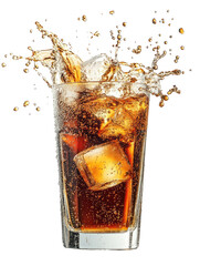 Realistic Photo of a Tall Drink Glass with Energetic Splash