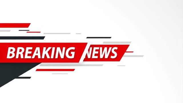 A video background featuring a dynamic red and black graphic with the text "BREAKING NEWS". 
