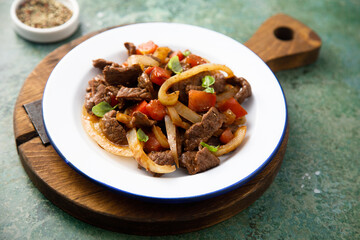 Beef casserole with vegetables and basil