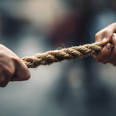 Tension Embodied: A Gritty Close-Up of a Tug of War Struggle.
