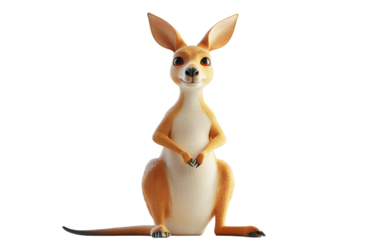 Standing kangaroo isolated on transparent background