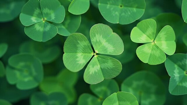 Lush Green Shamrock Foliage a Symbol of Luck and Irish Heritage in Minimalistic Macro Flat Lay