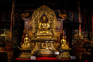 Large golden Buddha figure in Ulaanbaatar temple