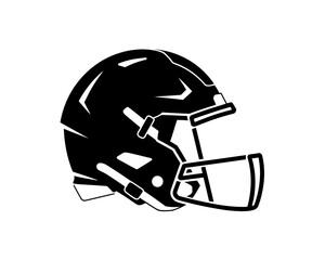 Black and white illustration of a football helmet