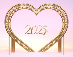 Gold heart arch with 2025