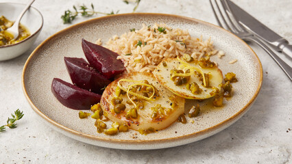 Spiced rice with beetroot and kohlrabi