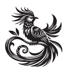 black Quetzal Silhouette Vector, High Quality Illustration on White Background