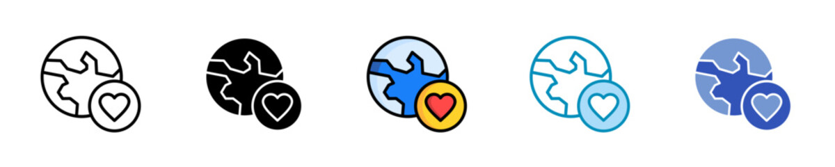 Earth Heart  Icon Set Multiple Style Collection

