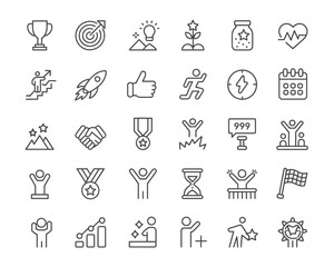 Collection of icons representing success achievement and growth