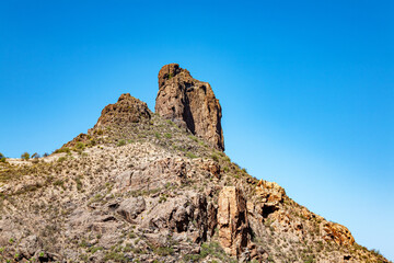 Rock Roque Bentaiga, Island Gran Canaria, Canary Islands, Spain, Europe.