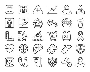 Health and wellness icons representing lifestyle and medical concepts