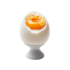 Soft-Boiled Egg in White Cup with Runny Yolk &mdash; Minimalist Breakfast Close-Up