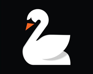 illustration of a swan with a solid black background