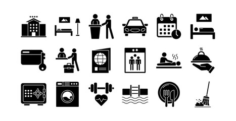 Set of hotel Icons or symbols Vector fully editable file.