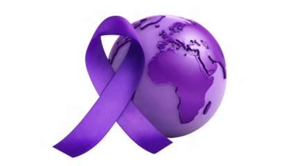 Purple globe highlights Alzheimer's awareness, created with AI, PNG