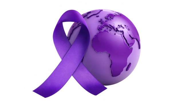 Purple globe highlights Alzheimer's awareness, created with AI, PNG