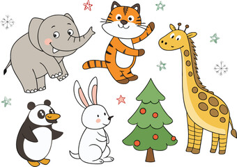 Naklejka premium Carton style group animal icon set 