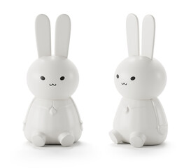 rabbit doll isolated on white background. 3D rendering