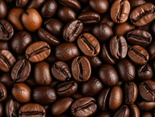 Fototapeta premium Rough coffee bean texture shows natural perfect roasting process.