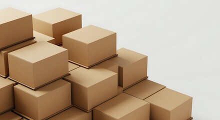 Stacked Cardboard Boxes Ready for Shipping Logistics and Delivery Warehouse Storage Packing and Transportation Concept Isolated on White Background