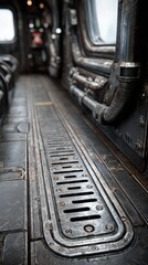 Metal vent corridor, spaceship interior