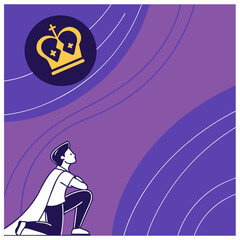 
Archaic human with ancient weapon flat vector illustration