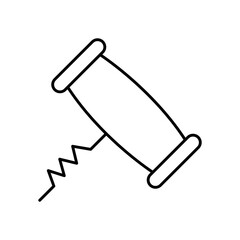 Corkscrew Wine Utensil Line Icon: Kitchen Tool and Drink