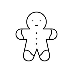 Gingerbread Cookie Line Icon: Dessert and Holiday Food