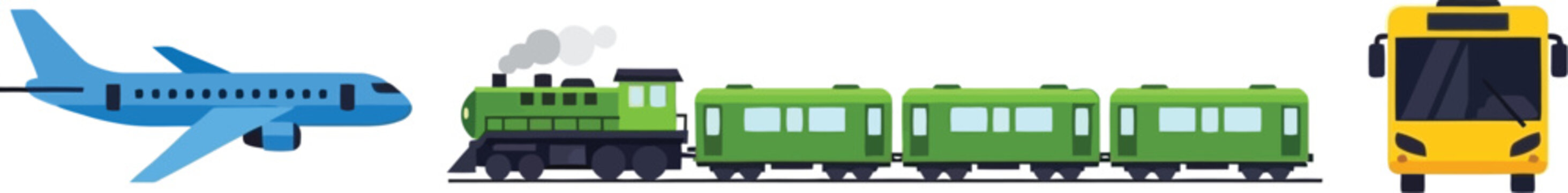 Explore the world with plane, train, and bus transportation options