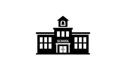 Simple school building silhouette