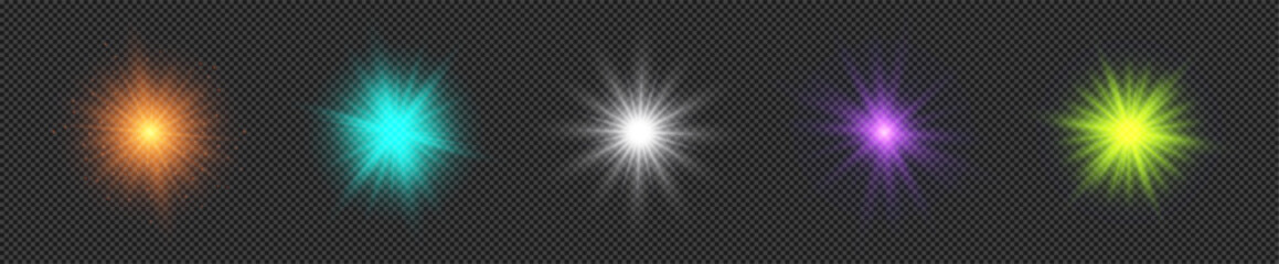 Set of light effects of lens flares