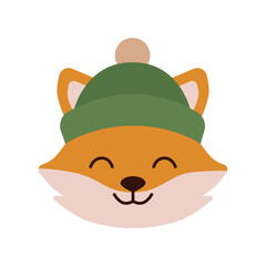 Smiling Fox in Green Hat Isolated Vector Illustration. Perfect for children's materials and playful themes.