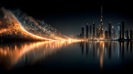 Blue technology background with network connections and digital data connection, web banner design for tech online site or social media promotion of product service on the dark blue background