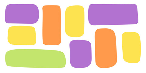 Abstract geometric text box. Empty doodle speech bubbled, rectangle simple highlights shapes, random form elements. Isolated. Vector illustration