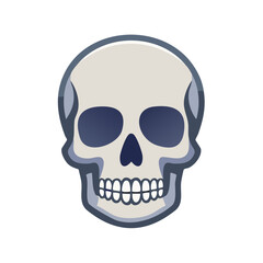 Obraz premium Cartoon Style Human Skull with Teeth, Isolated Vector Illustration for Halloween or Day of the Dead