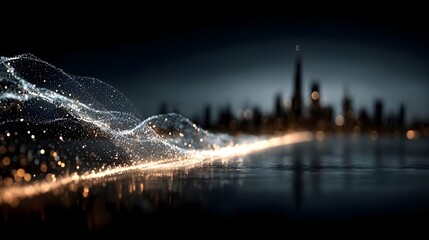 Blue technology background with network connections and digital data connection, web banner design for tech online site or social media promotion of product service on the dark blue background