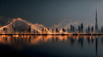 Blue technology background with network connections and digital data connection, web banner design for tech online site or social media promotion of product service on the dark blue background