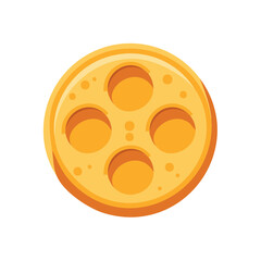 Vintage Film Reel Illustration with Four Cutouts, Orange Color Isolated on White